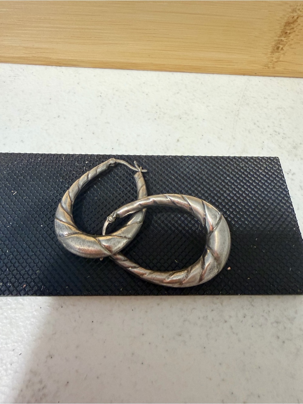 Vintage Silver-Tone 925 Twisted Hoop Earrings - Women's Jewelry